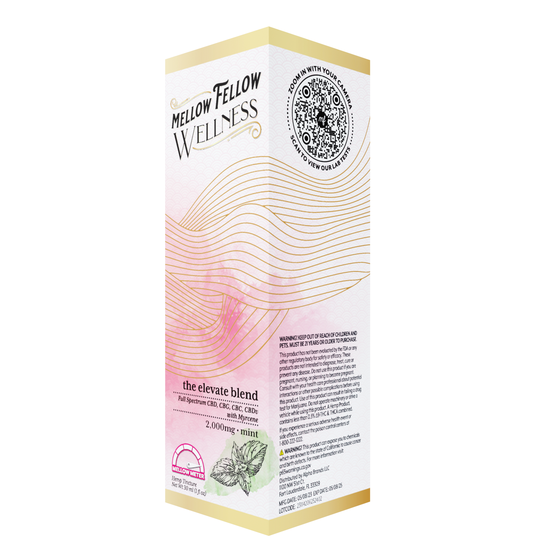 Mellow Fellow Elevate Blend CBD Tincture - 2000mg - Mint Best Sales Price - Edibles