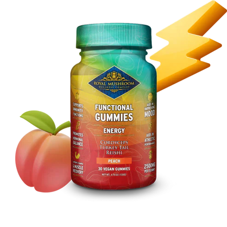 Royal Mushroom Energy Mushroom Mix Gummies Peach Flavor Best Sales Price - Gummies