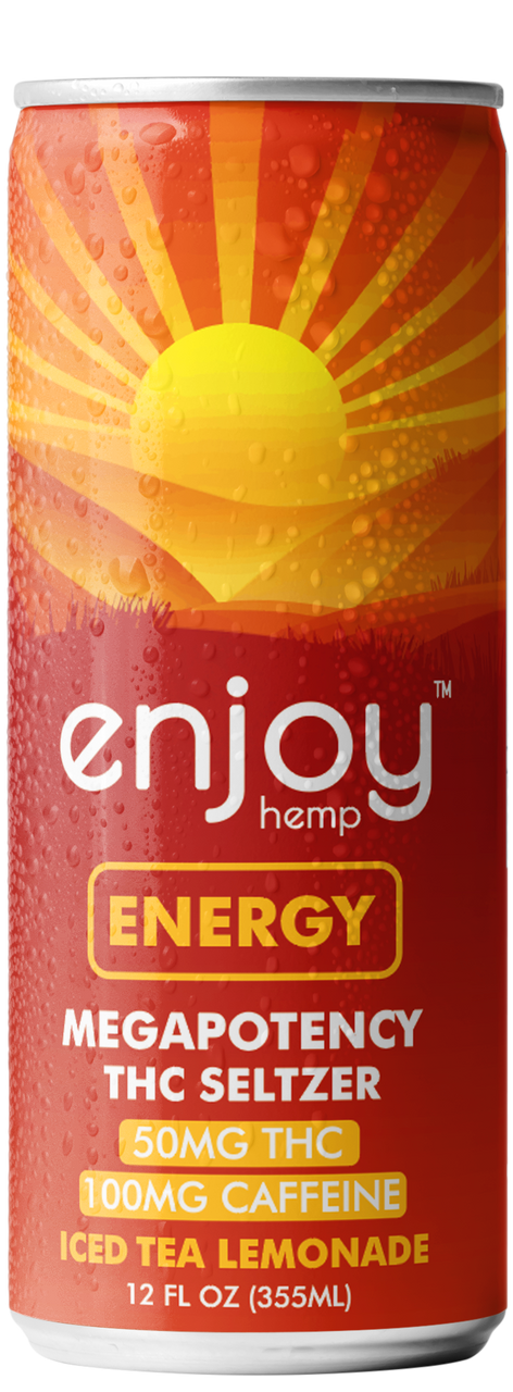 Enjoy Hemp 50mg THC + 100mg Caffeine Iced Tea Lemonade Seltzer for Energy | Megapotency