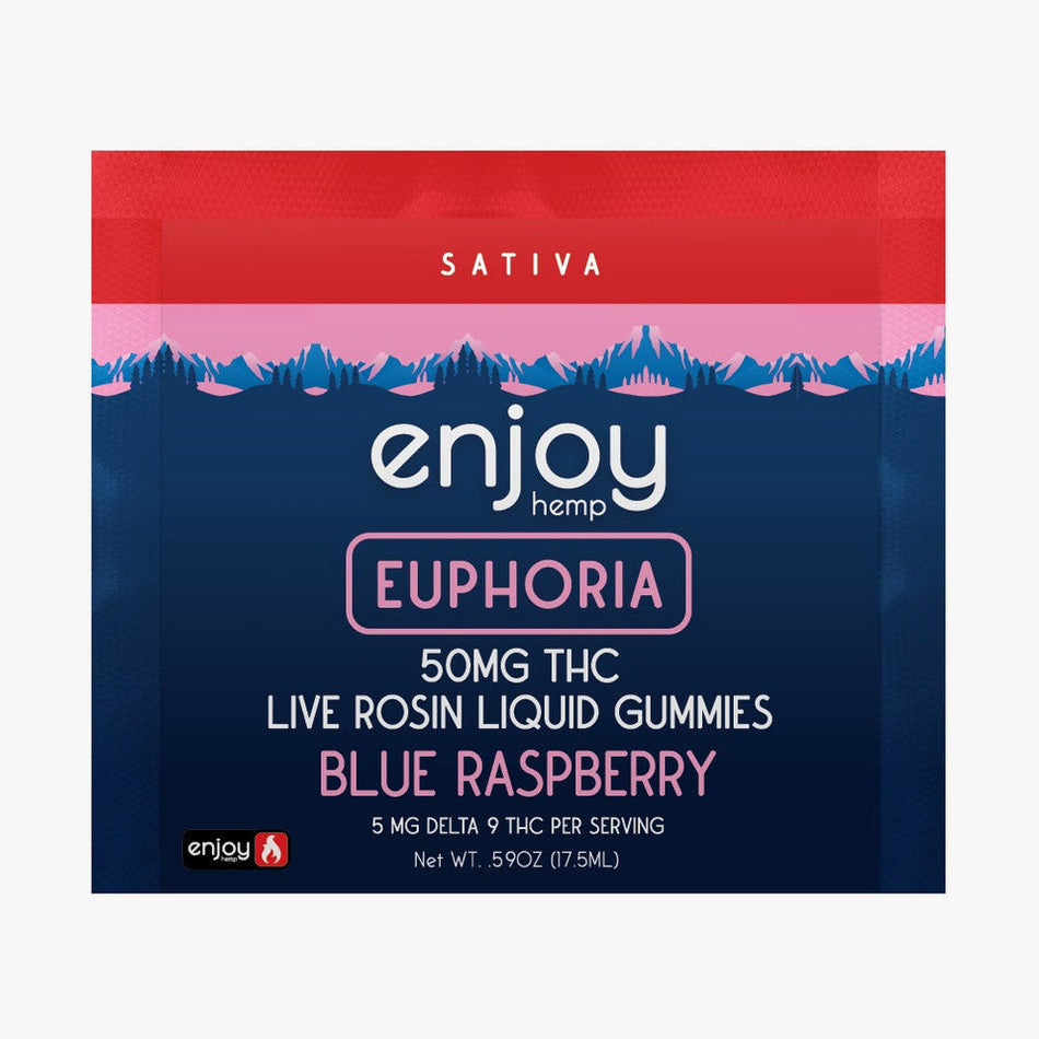 Enjoy Hemp 50mg Live Rosin Liquid Gummies - Blue Raspberry for Euphoria (Sativa)