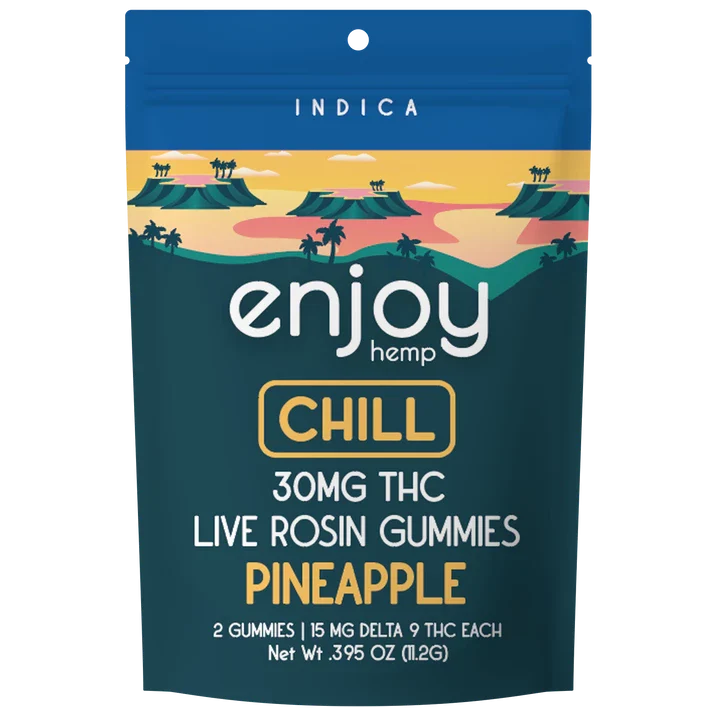 Enjoy Hemp Live Rosin 30 mg Delta 9 THC Gummies for Chill - Indica-Infused Pineapple Best Sales Price - Gummies