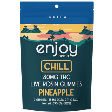 Enjoy Hemp Live Rosin 30 mg Delta 9 THC Gummies for Chill - Indica-Infused Pineapple Best Sales Price - Gummies