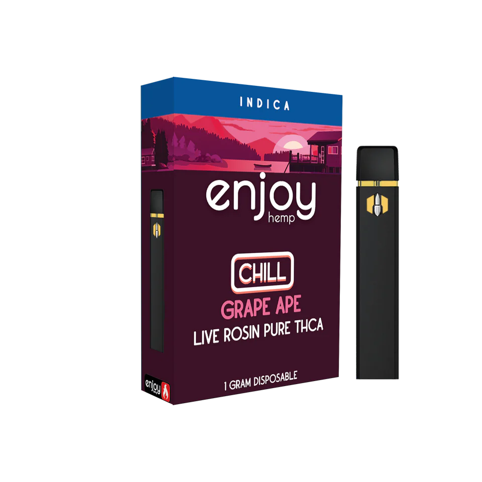 Enjoy Hemp Live Rosin Pure THCA 1ml Disposable for Chill - Grape Ape (Indica) Best Sales Price - Vape Pens