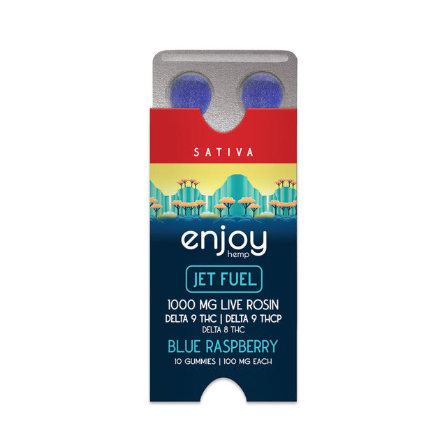 Enjoy Hemp Live Rosin Sativa-Infused Blue Raspberry Delta9 THC-P+ Delta 9 + Delta 8 Gummies for Jet Fuel Best Sales Price - Gummies