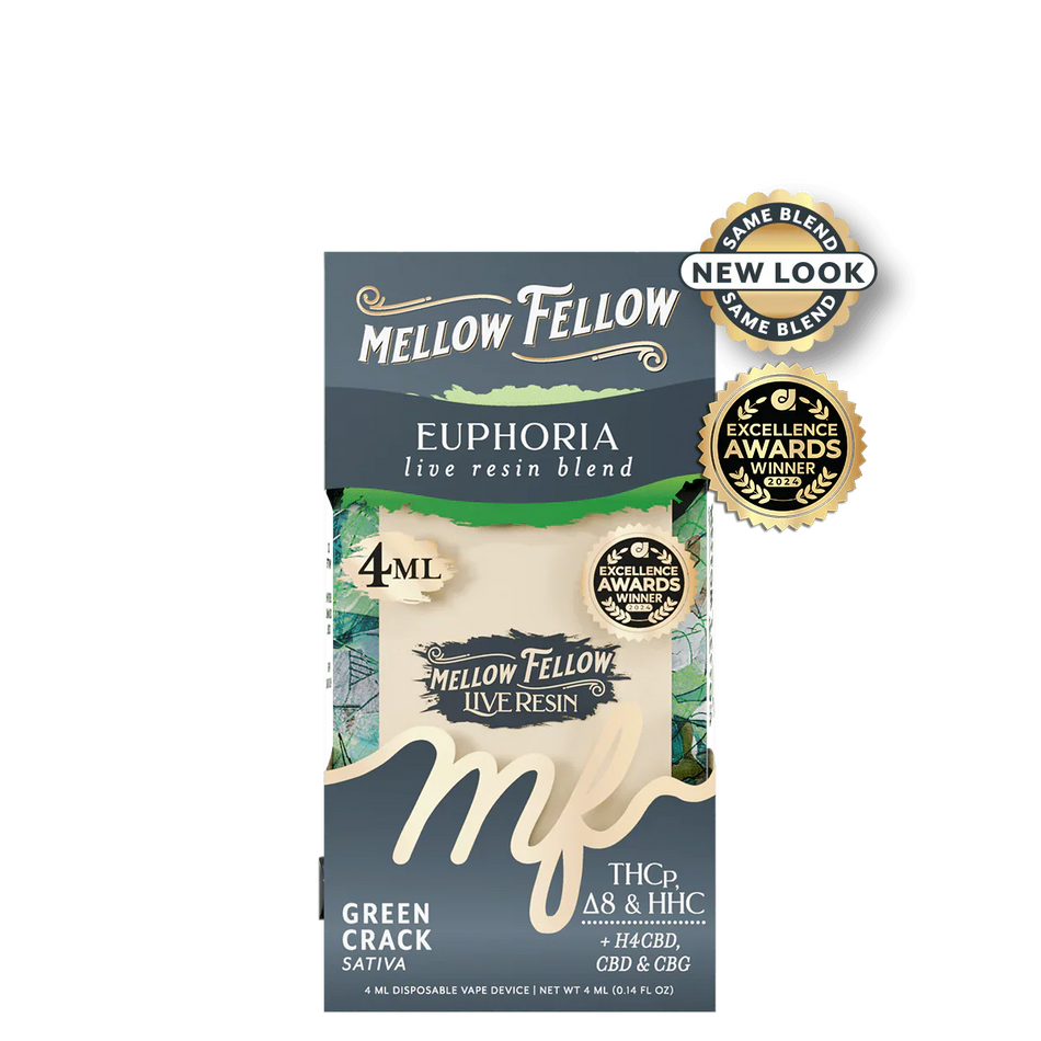 Mellow Fellow Euphoria Blend 4ml Live Resin Disposable Vape - Green Crack (Sativa)