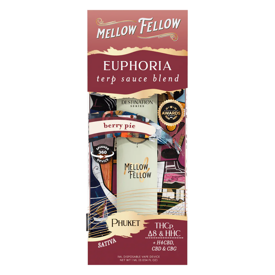 Mellow Fellow Euphoria Blend - Terp Sauce 1ml Disposable Spinner  Vape - Berry Pie (Sativa)