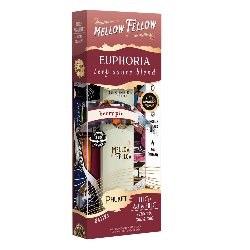 Mellow Fellow Euphoria Blend - Terp Sauce 1ml Disposable Spinner  Vape - Berry Pie (Sativa)