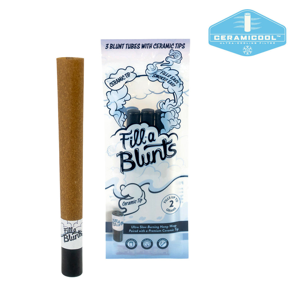 Fill-a Blunts 2 Gram Fatty Pre-Rolled Hemp Wrap Blunt Tubes with Ceramic Tips [Pack of 3 Blunt Tubes]