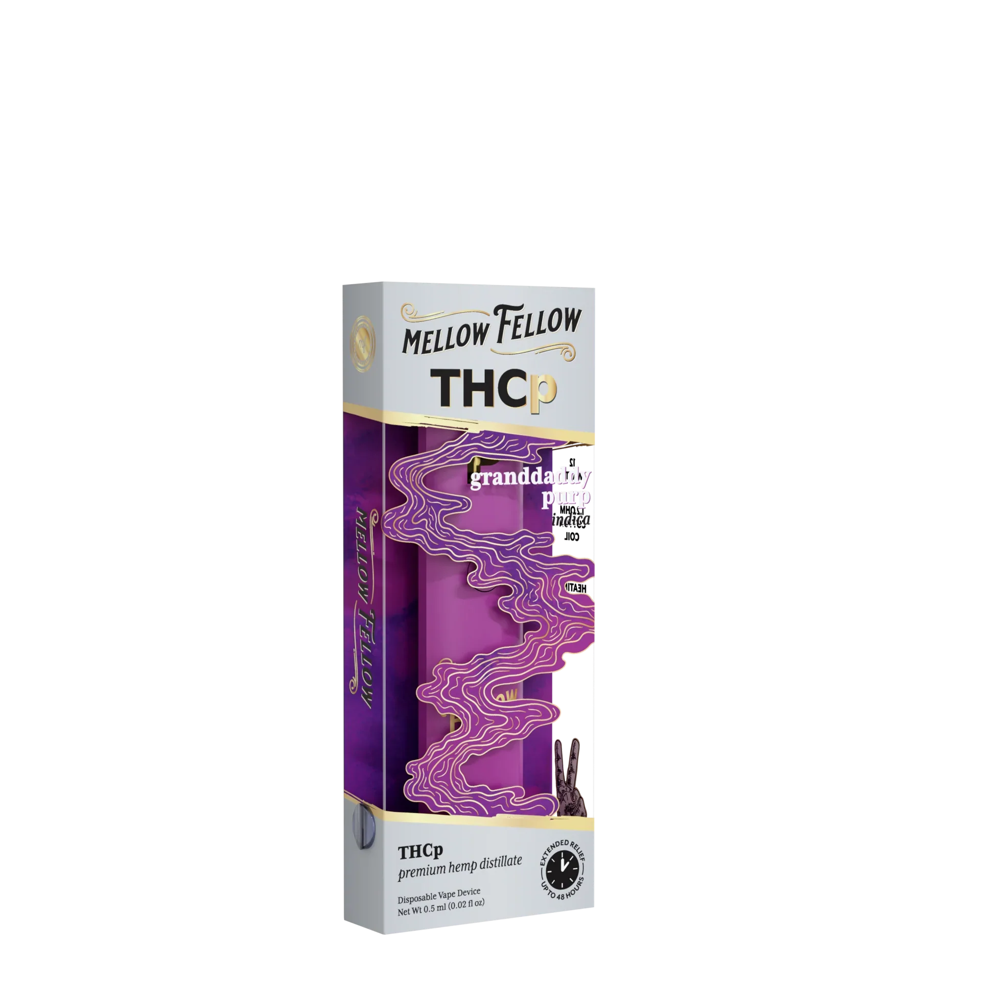 Mellow Fellow THCp 0.5g Disposable Vape - Granddaddy Purp (Indica) Best Sales Price - Vape Pens