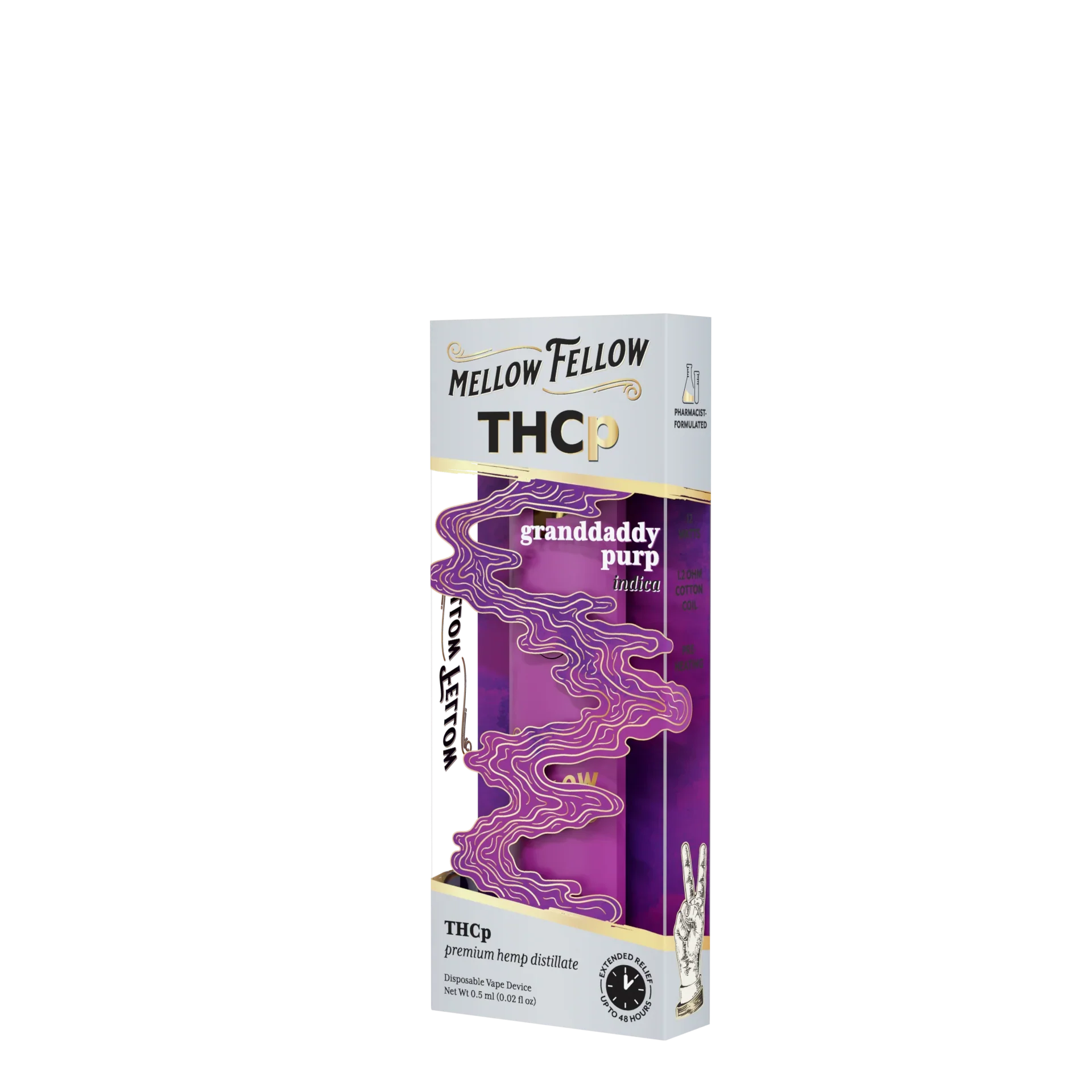 Mellow Fellow THCp 0.5g Disposable Vape - Granddaddy Purp (Indica) Best Sales Price - Vape Pens