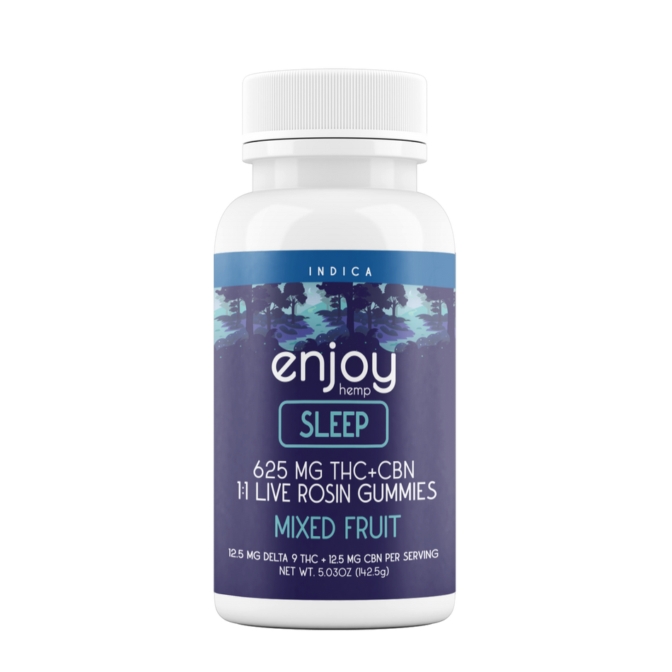 Enjoy Hemp 625mg Sleep 1:1 Live Rosin Delta 9 THC/CBN Gummies - 25 mg each (Indica) Best Sales Price - Gummies