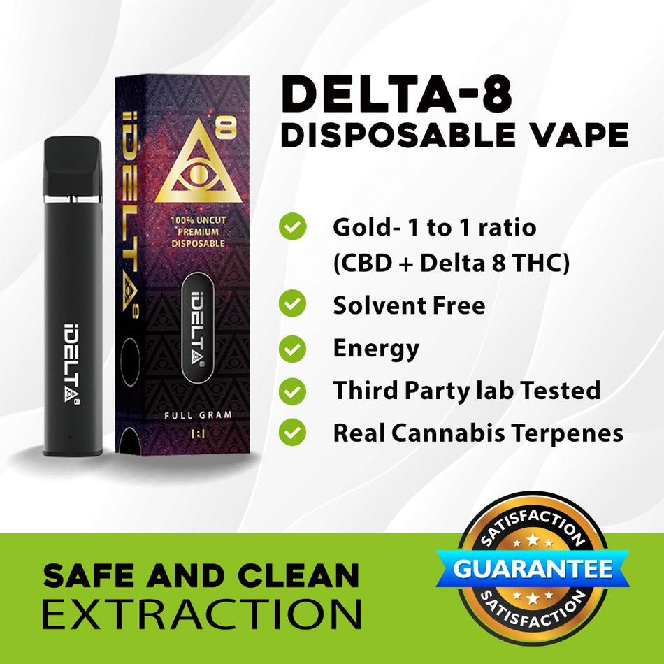 iDELTA8 Gold – Disposable Delta 8 Vape Pen + CBD 1 and 2 Gram 1:1 Best Sales Price - Vape Pens