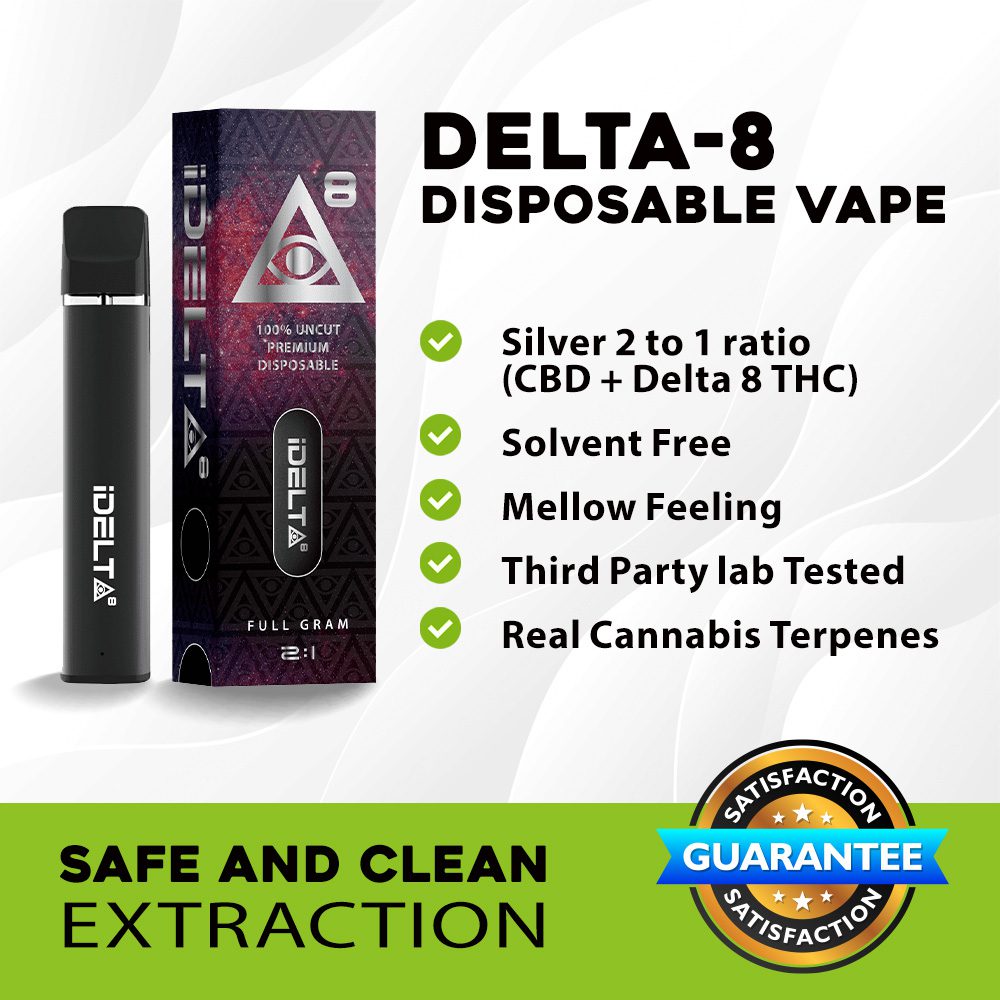 iDELTA8 Silver – Disposable Delta 8 Vape Pen + CBD 1 and 2 Gram 2:1 Best Sales Price - Vape Pens