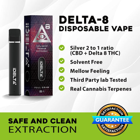 iDELTA8 Silver – Disposable Delta 8 Vape Pen + CBD 1 and 2 Gram 2:1 Best Sales Price - Vape Pens