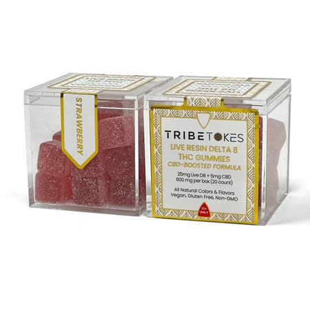TribeTokes Live Resin Delta 8 THC Gummies | 600mg | CBD-Boosted | Strawberry Best Sales Price - Gummies
