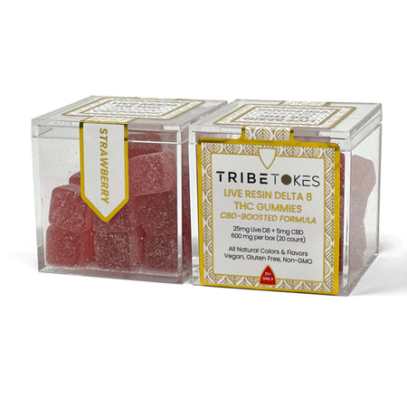 TribeTokes 3-Pack Live Resin Delta 8 THC Gummies | 600mg | CBD-Boosted | Strawberry (Save $20) Best Sales Price - Gummies