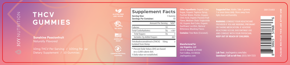 Joy Organics THCV Gummies (Not Intoxicating) Best Sales Price - Gummies