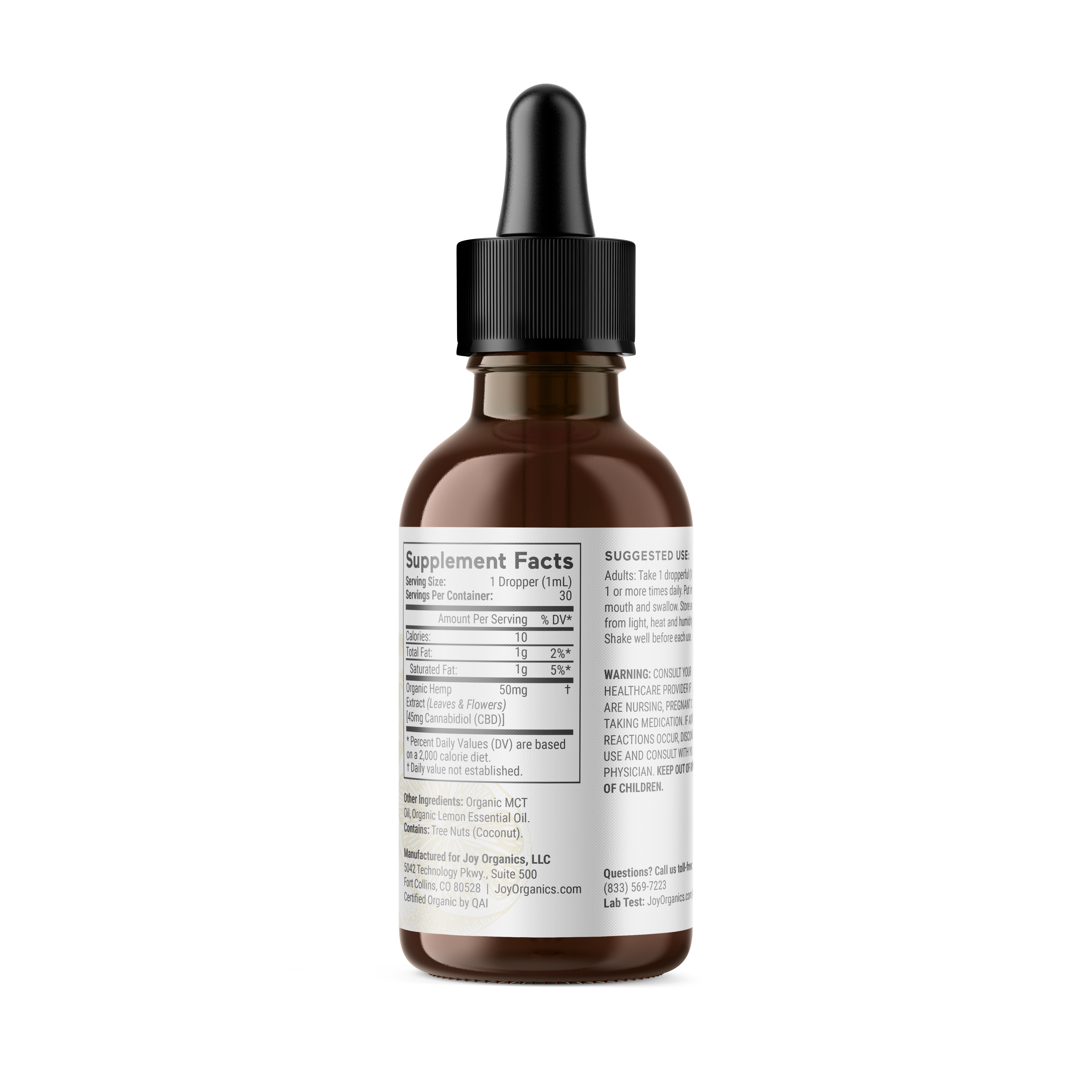 Joy Organics Summer Lemon: Organic Broad Spectrum CBD Tincture Best Sales Price - Tincture Oil