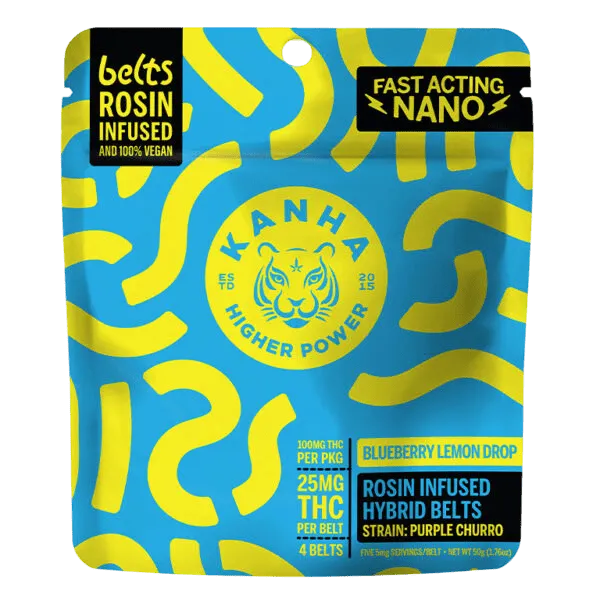 KANHA Nano Solventless Belts 4ct- 25MG THC – Blueberry Lemon Drop (Hybrid)