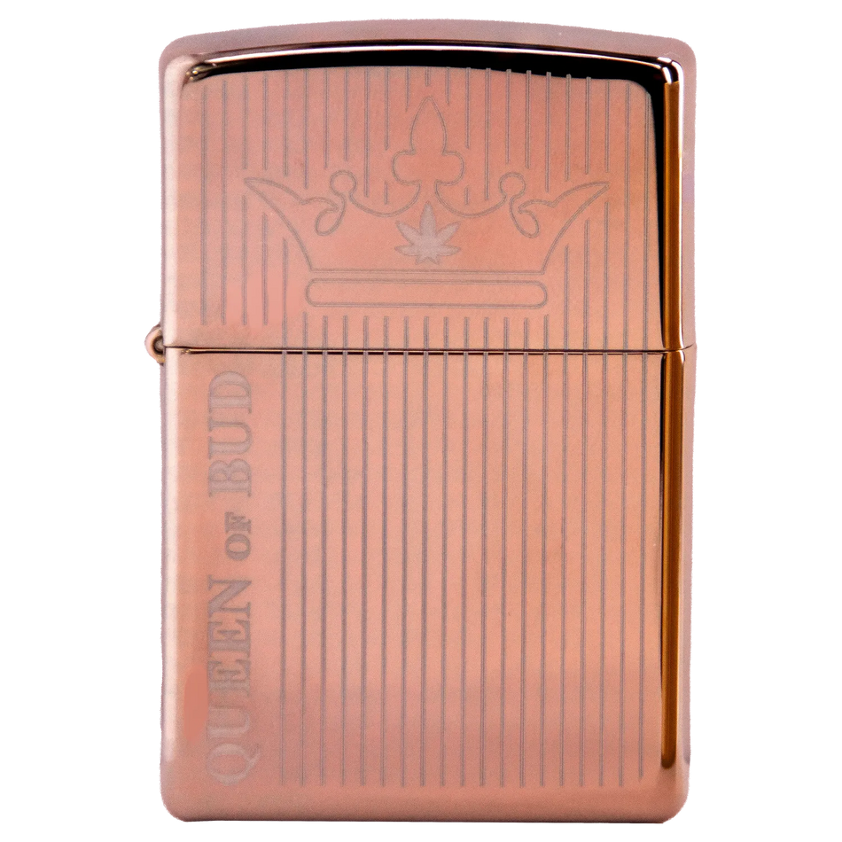 Queen of Bud Rose Quartz Vertical Flame Zippo