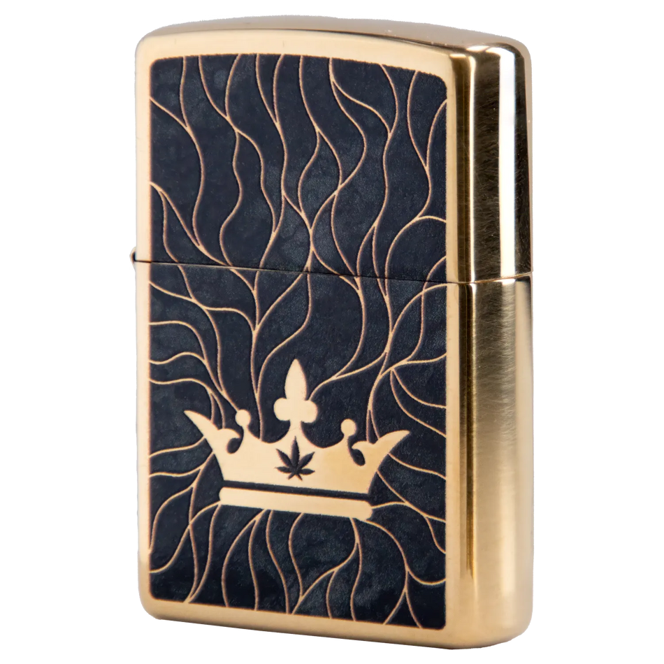 Queen of Bud Black Obsidian Mosaic Zippo