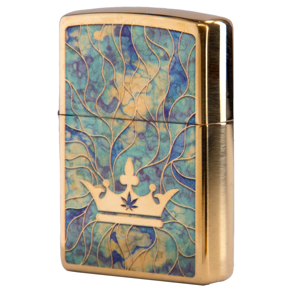 Queen of Bud Blue Topaz Mosaic Zippo
