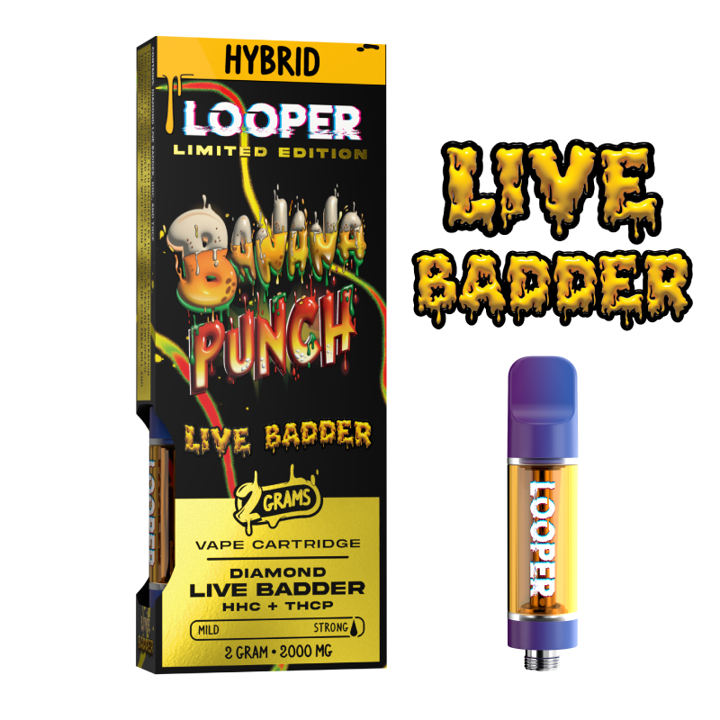 Live Badder 2g Cartridge: Banana Punch by Looper Vape