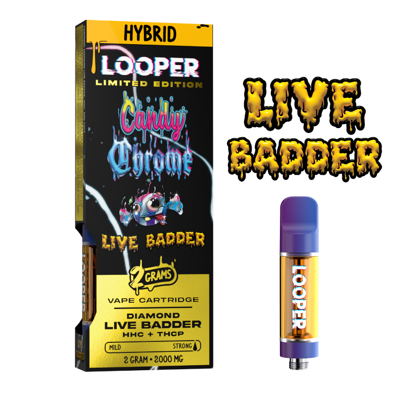 Live Badder 2g Cartridge: Candy Chrome by Looper Vape