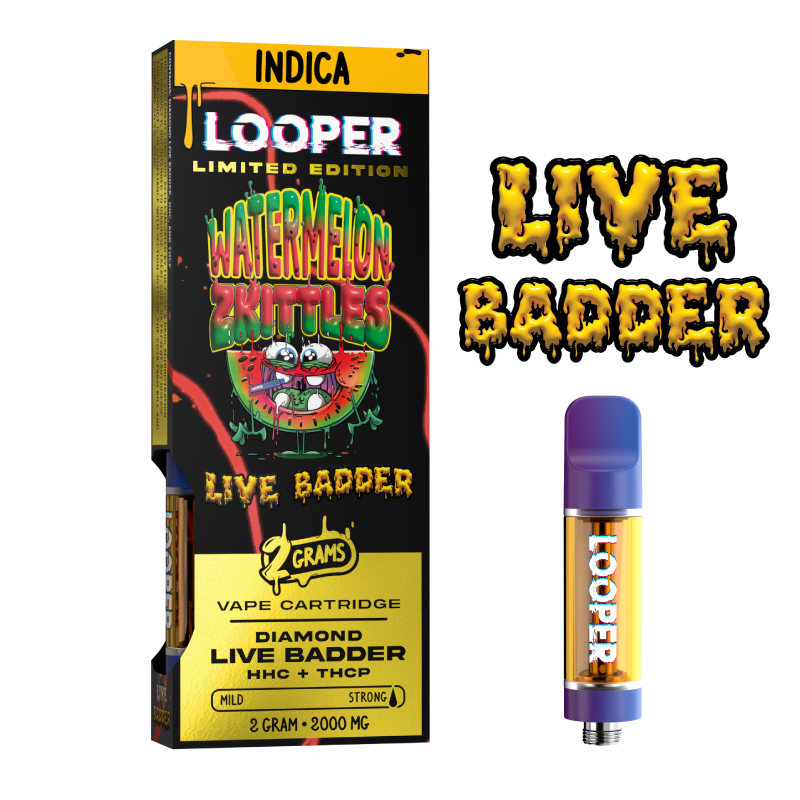 Live Badder 2g Cartridge: Watermelon Zkittles by Looper Vape