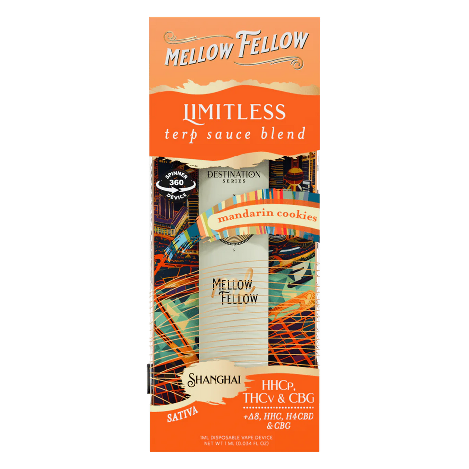Mellow Fellow Limitless Blend - Terp Sauce 1ml Disposable Spinner Vape - Mandarin Cookies (Sativa)