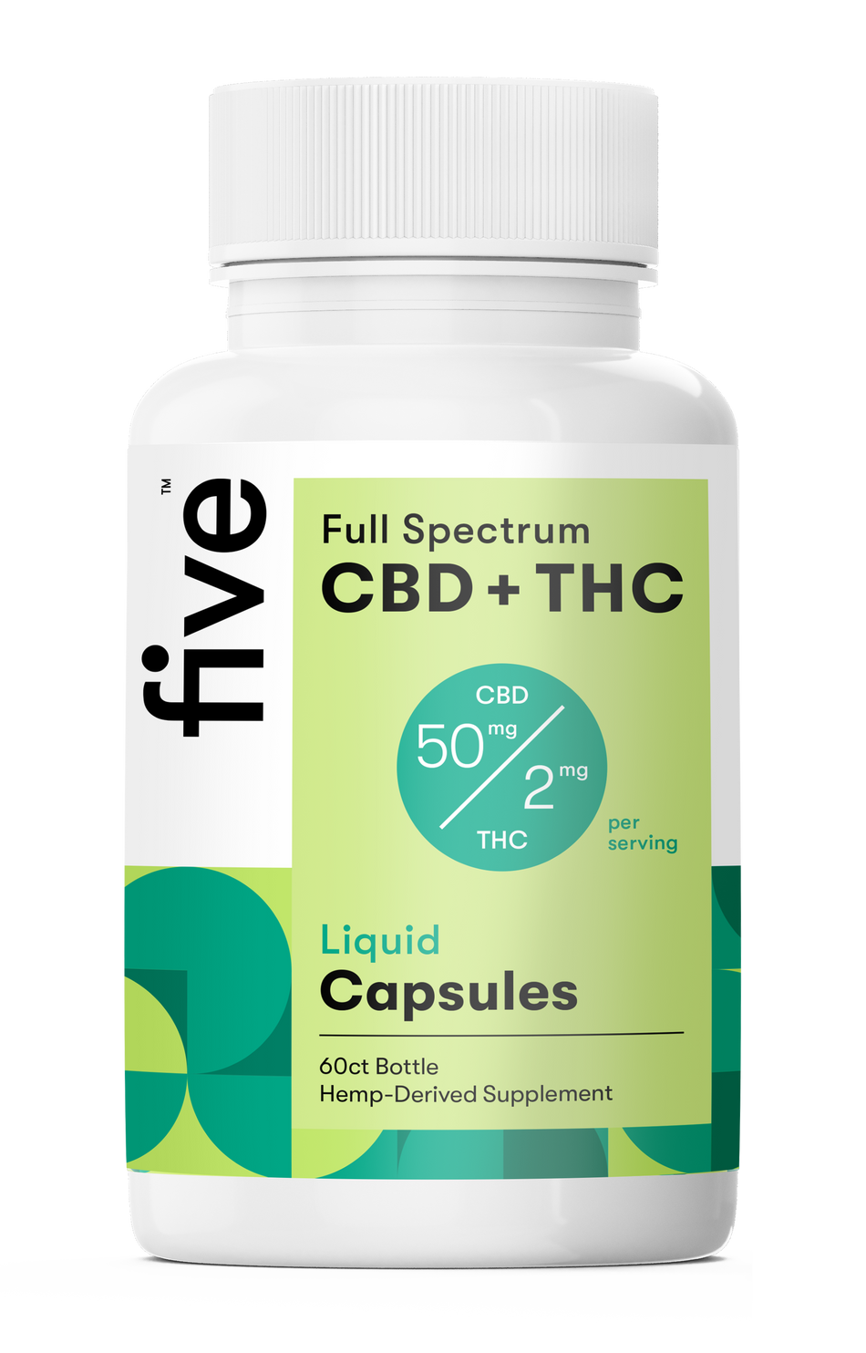 Five CBD Full Spectrum CBD+THC Liquid Capsules (Top 10)
