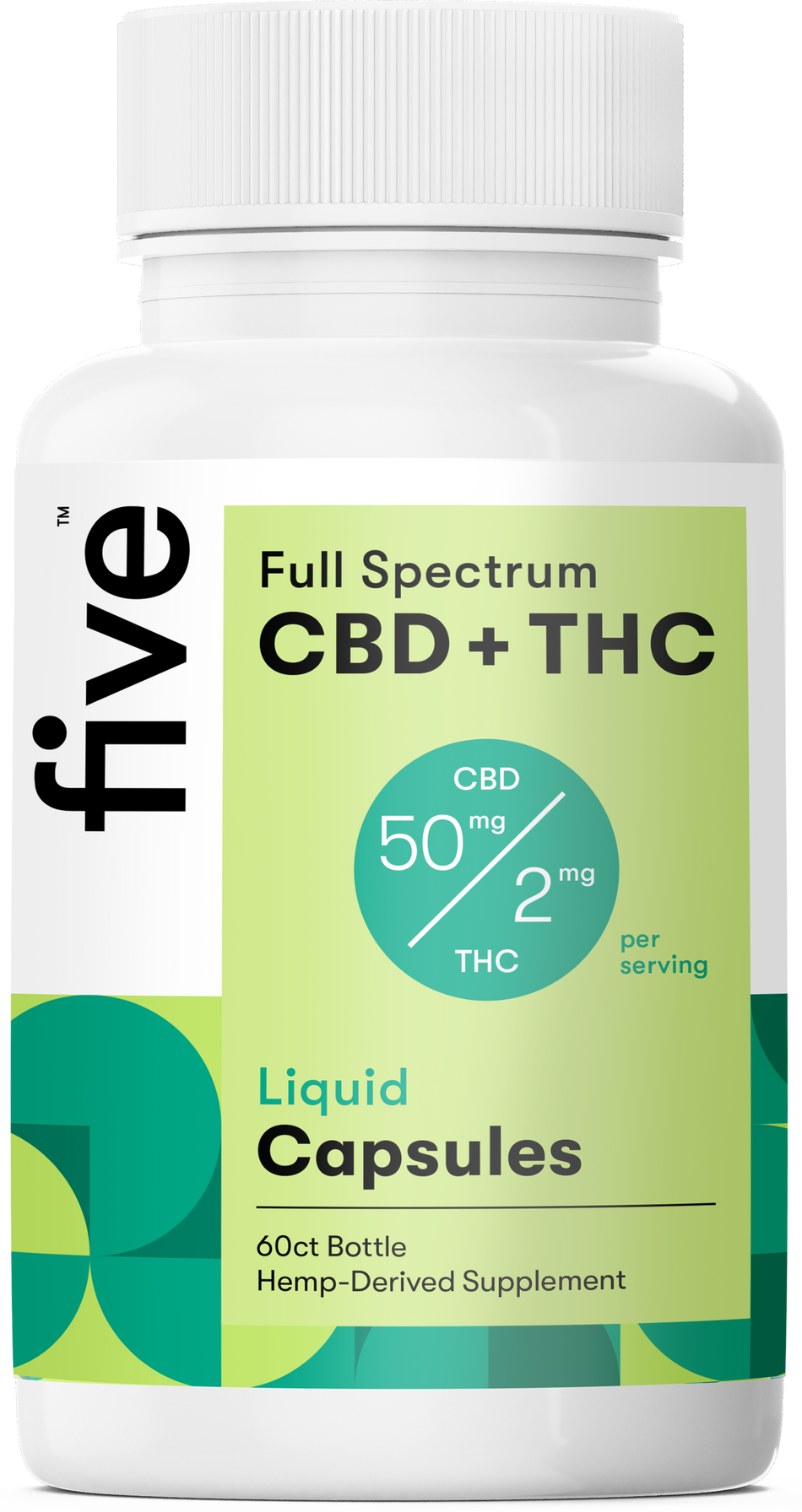 Five CBD Full Spectrum CBD+THC Liquid Capsules (Top 10)