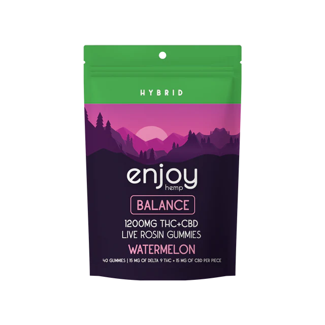 Enjoy Hemp Live Rosin Balance Delta 9 THC 1200mg Gummies (Hybrid-Infused Watermelon) Best Sales Price - Gummies