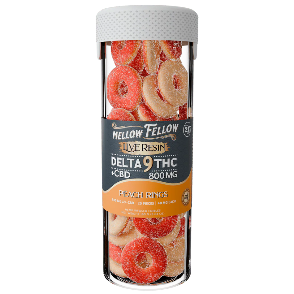 Mellow Fellow Delta 9 Live Resin Peach Rings Gummies
