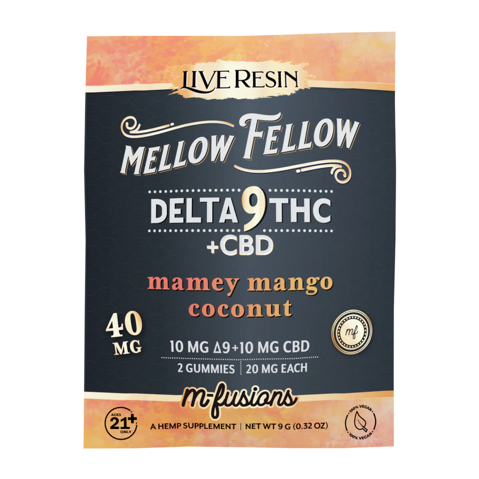 Mellow Fellow Delta 9 Live Resin Gummies 40mg 2 ct. - Mamey Mango Coconut