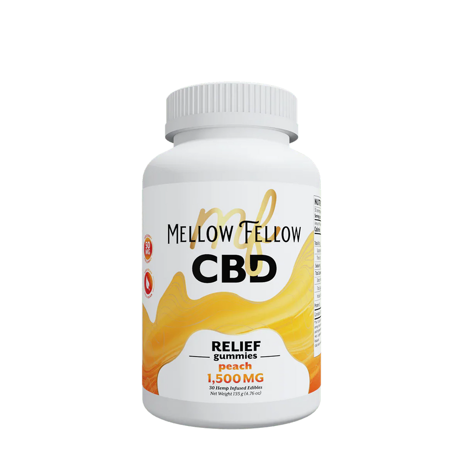Mellow Fellow Relief CBD Gummies - 1500mg - Peach