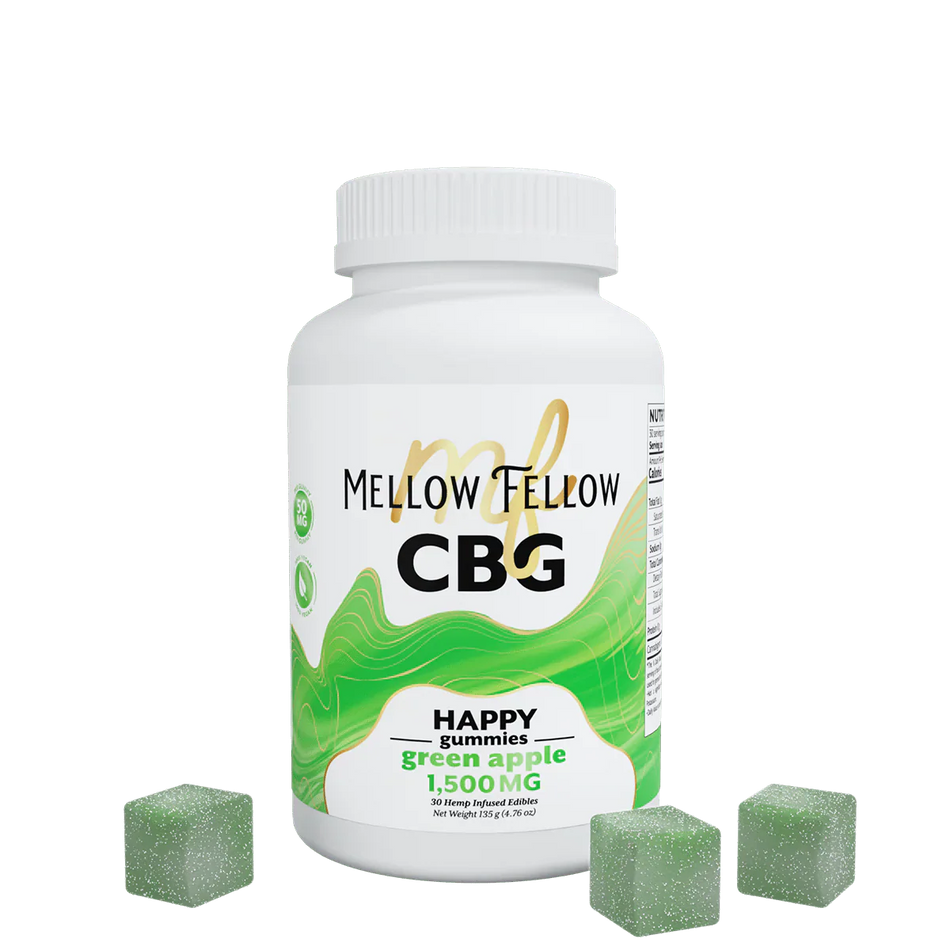 Mellow Fellow Happy CBG Gummies - 1500mg - Green Apple