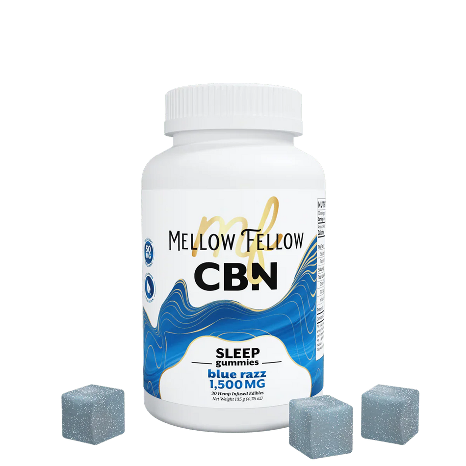 Mellow Fellow Sleep CBN Gummies - 1500mg - Blue Razz