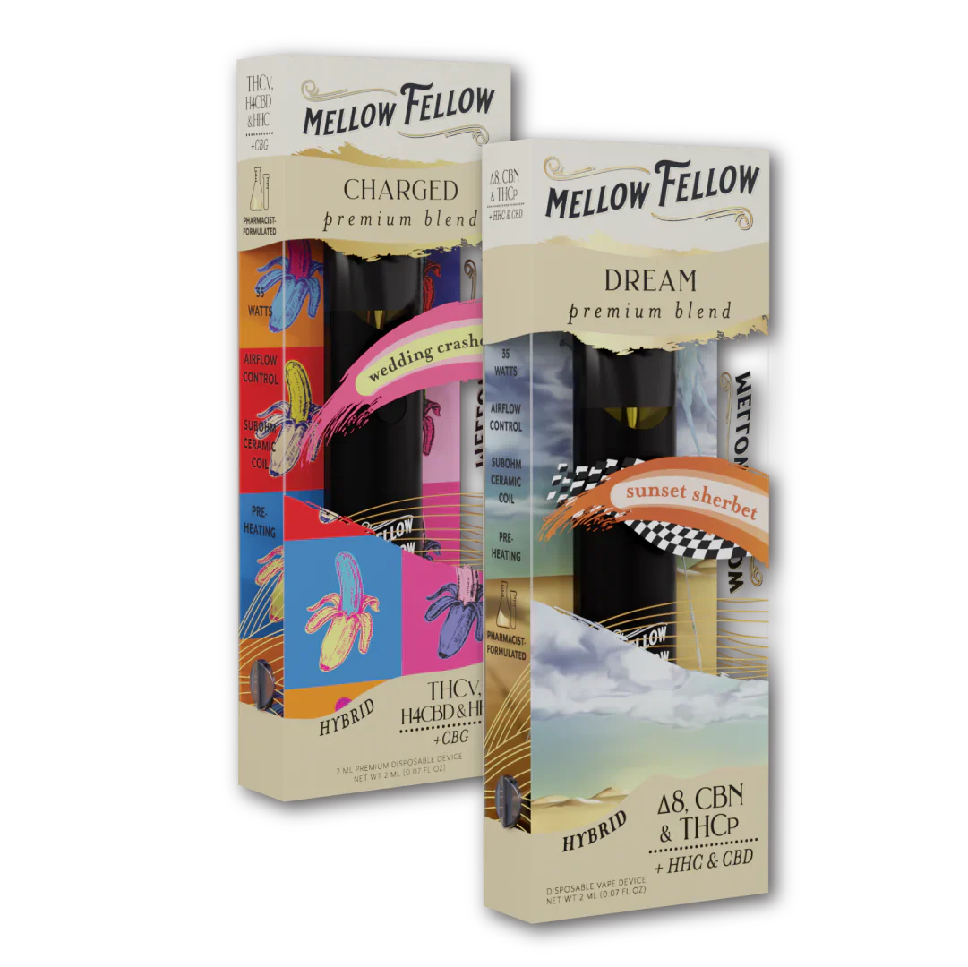 Mellow Fellow Charged (Wedding Crasher) & Dream (Sunset Sherbet) 2ml Disposable Vape Day/Night Bundle Best Sales Price - Bundles