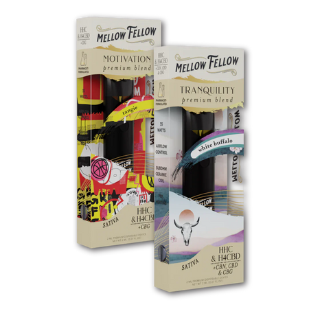 Mellow Fellow Motivation (Tangie) & Tranquility (White Buffalo) 2ml Disposable Vape Day/Night Bundle Best Sales Price - Bundles