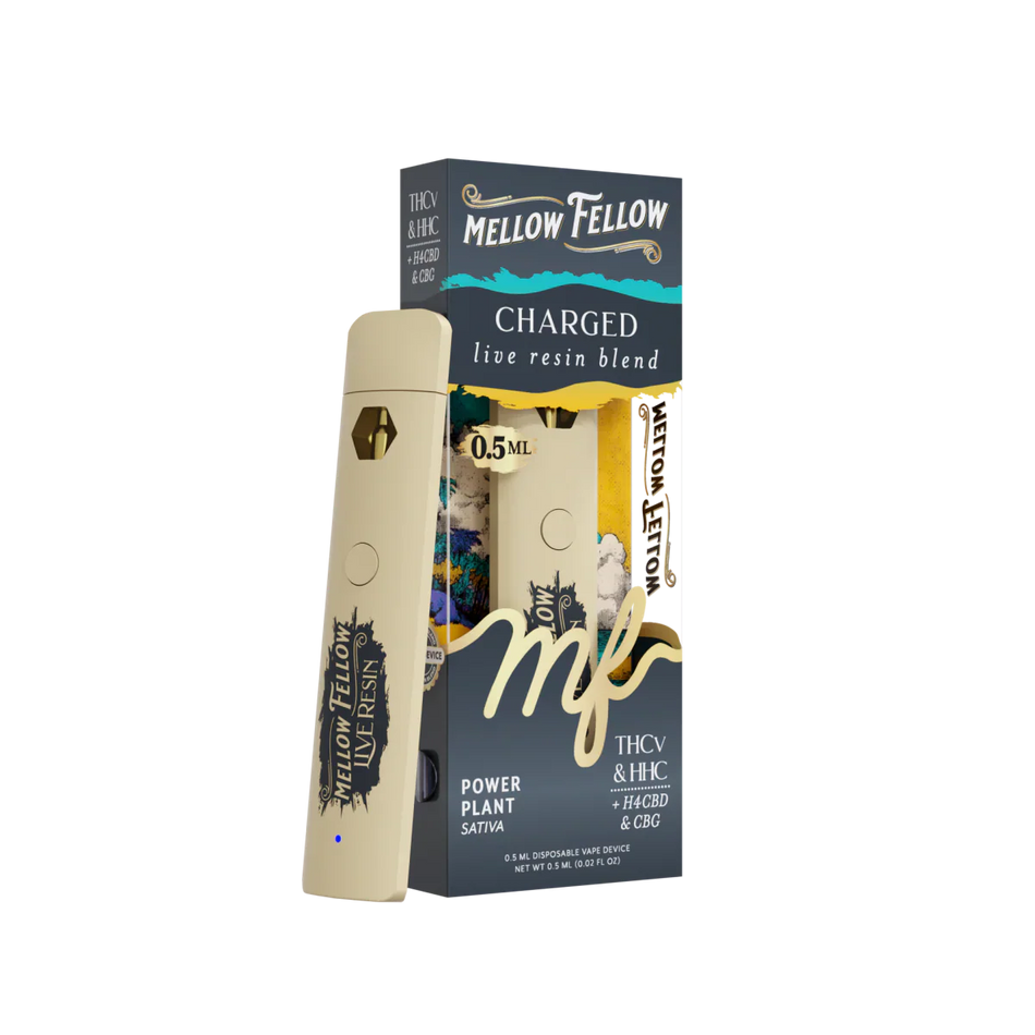 Mellow Fellow Charged Blend 0.5ml Live Resin Disposable Vape - Power Plant (Sativa)