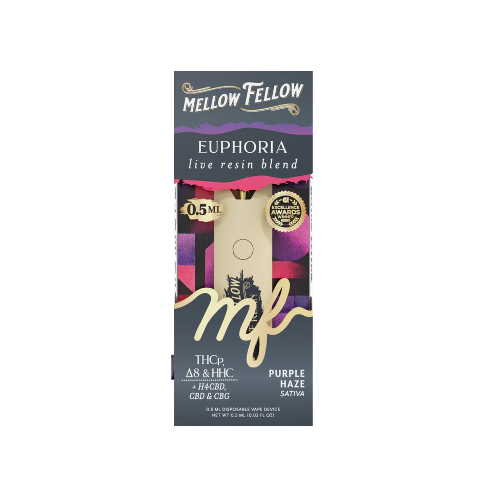 Mellow Fellow Euphoria Blend 0.5ml Live Resin Disposable Vape - Purple Haze (Sativa)