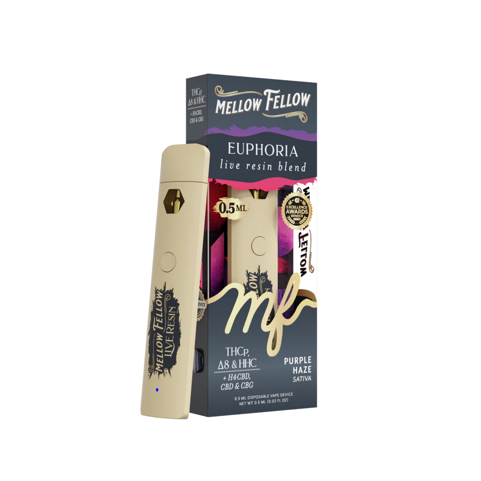 Mellow Fellow Euphoria Blend 0.5ml Live Resin Disposable Vape - Purple Haze (Sativa)