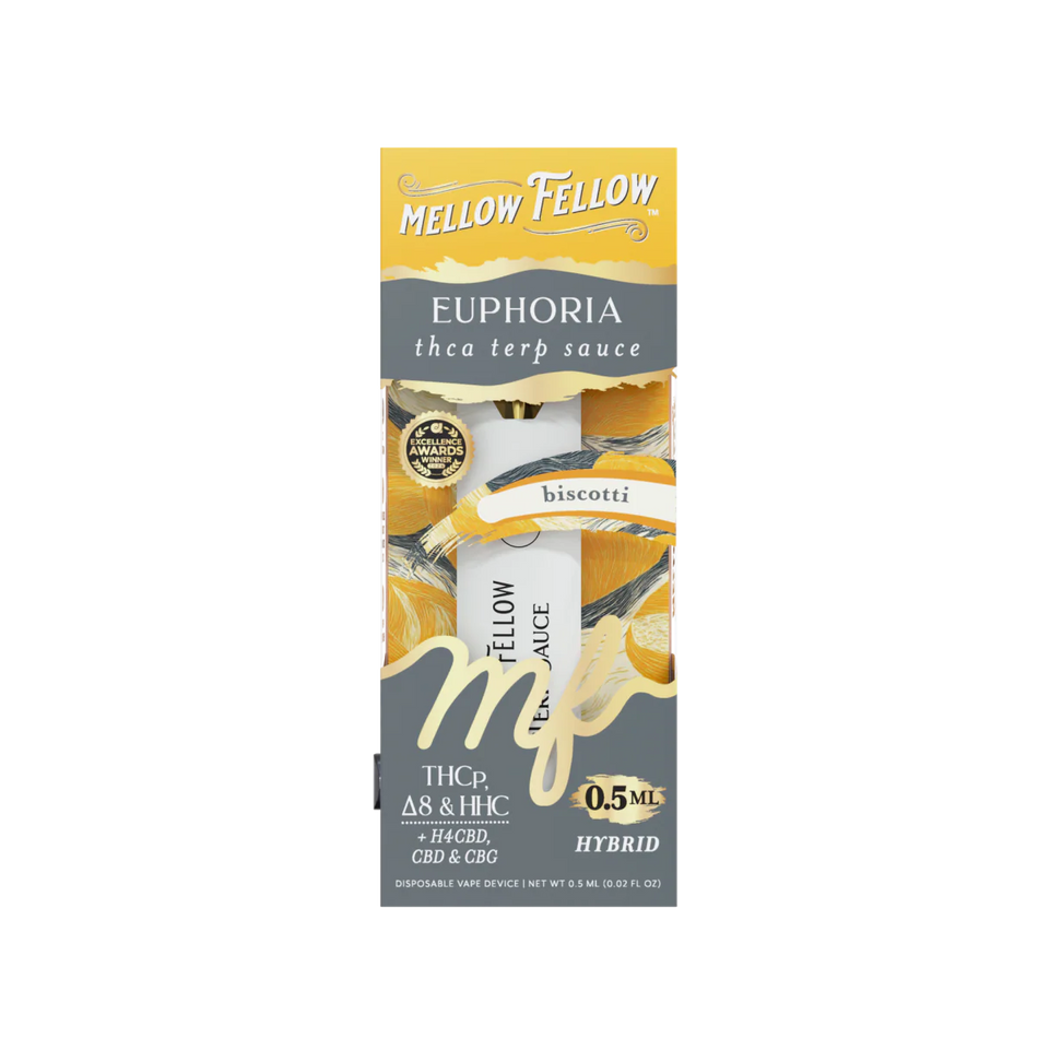 Mellow Fellow Euphoria Blend 0.5ml Terp Sauce Disposable Vape - Biscotti (Hybrid)