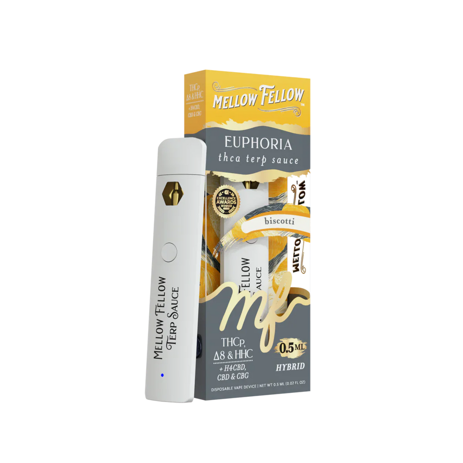 Mellow Fellow Euphoria Blend 0.5ml Terp Sauce Disposable Vape - Biscotti (Hybrid)