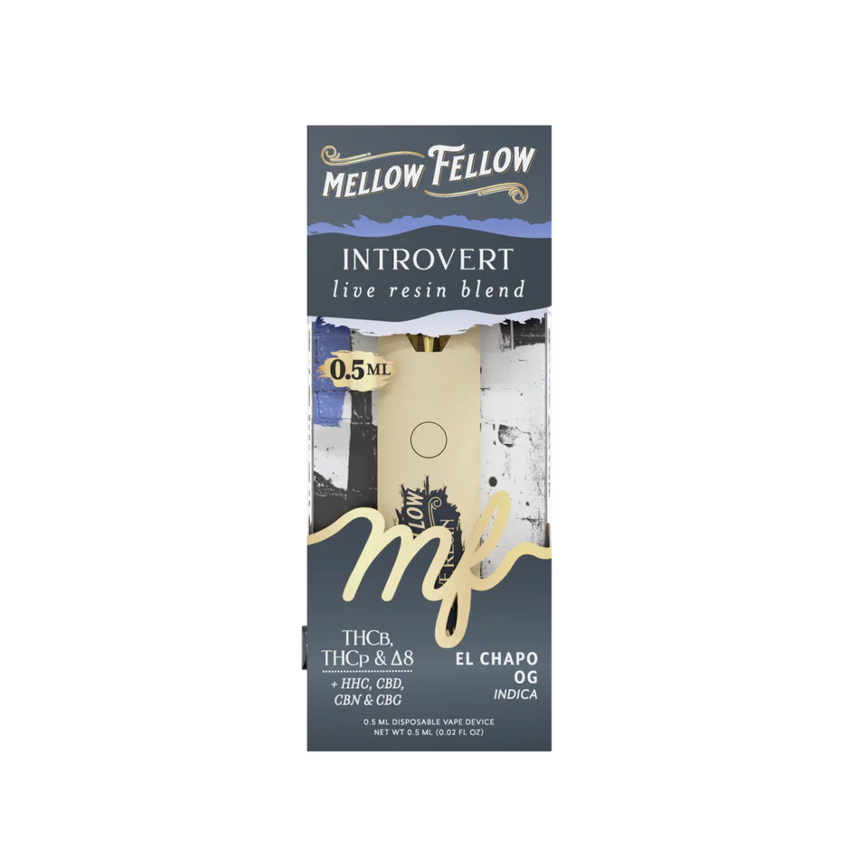 Mellow Fellow Introvert Blend 0.5ml Live Resin Disposable Vape - El Chapo OG (Indica)