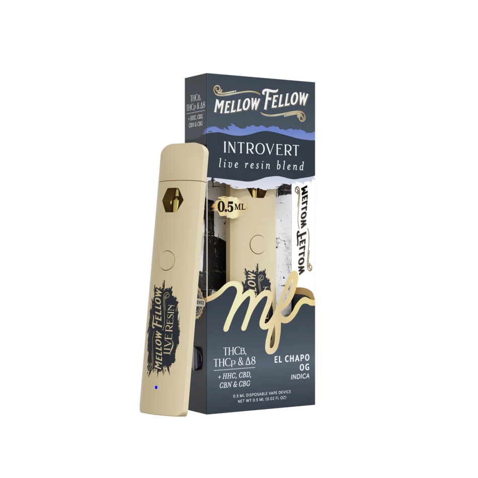 Mellow Fellow Introvert Blend 0.5ml Live Resin Disposable Vape - El Chapo OG (Indica)