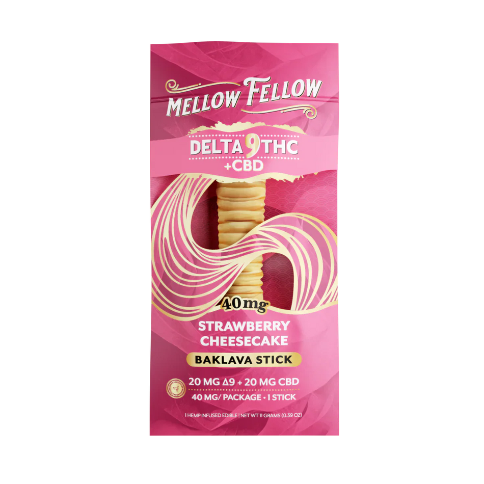 Mellow Fellow Delta 9 THC + CBD Baklava Sticks - Strawberry Cheesecake 40mg