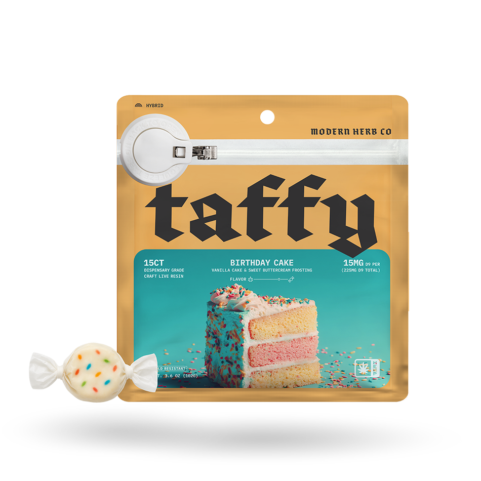 The Hemp Collect Live Resin D9 Taffy: Birthday Cake (Hybrid), 15ct