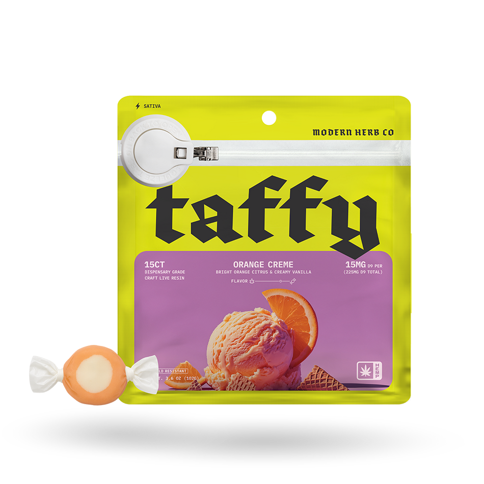 The Hemp Collect Live Resin D9 Taffy: Orange Creme (Sativa), 15ct